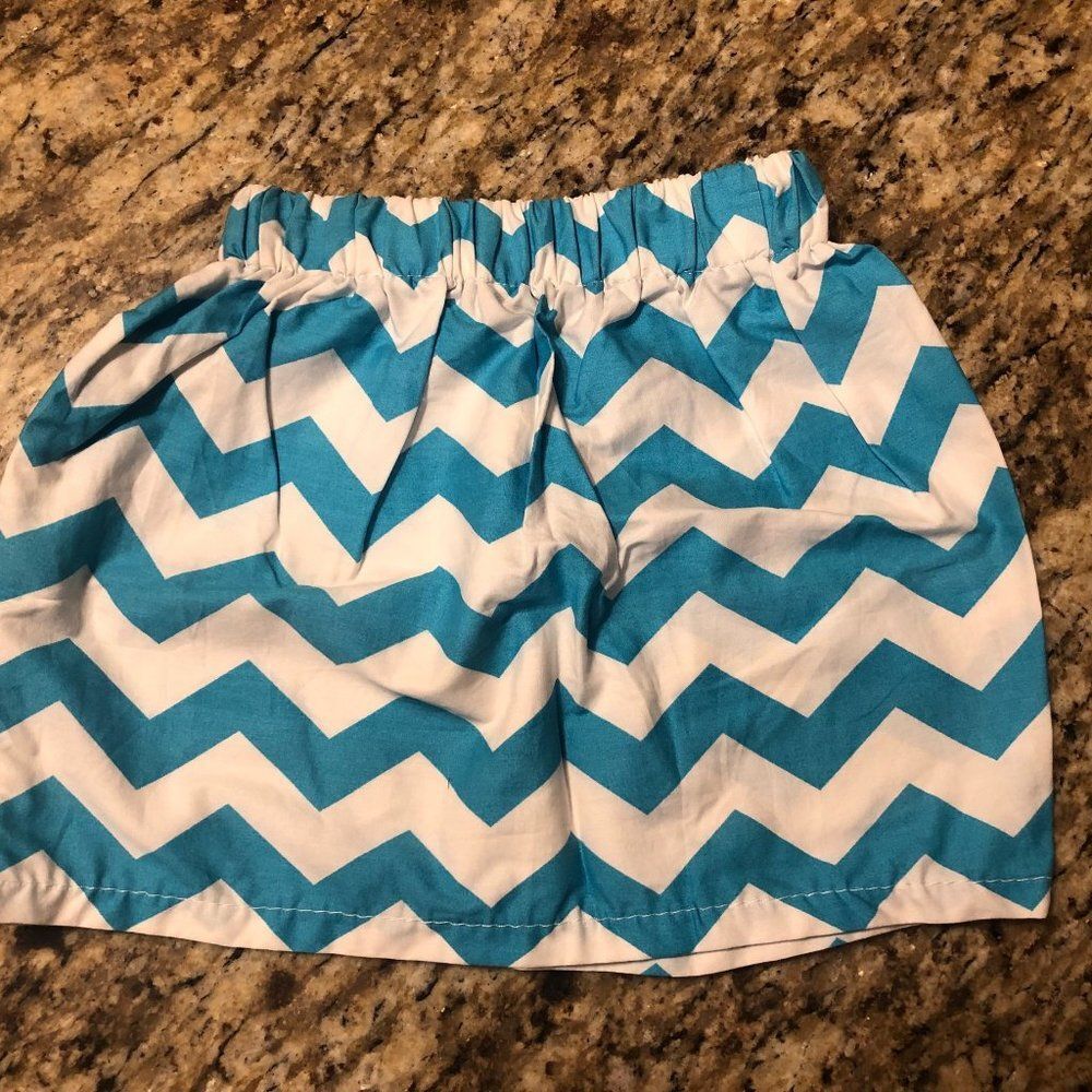 Aqua & White Chevron Cotton Skirt  AQSK  Handmade NWT Boutique